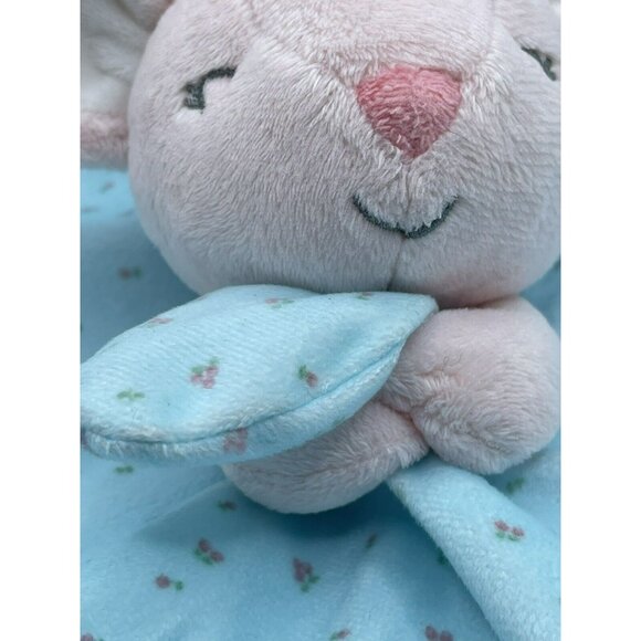 Carters Baby Security Blanket Pink Mouse Aqua Teal Blue Flowers Lovey Satin - Picture 3 of 7